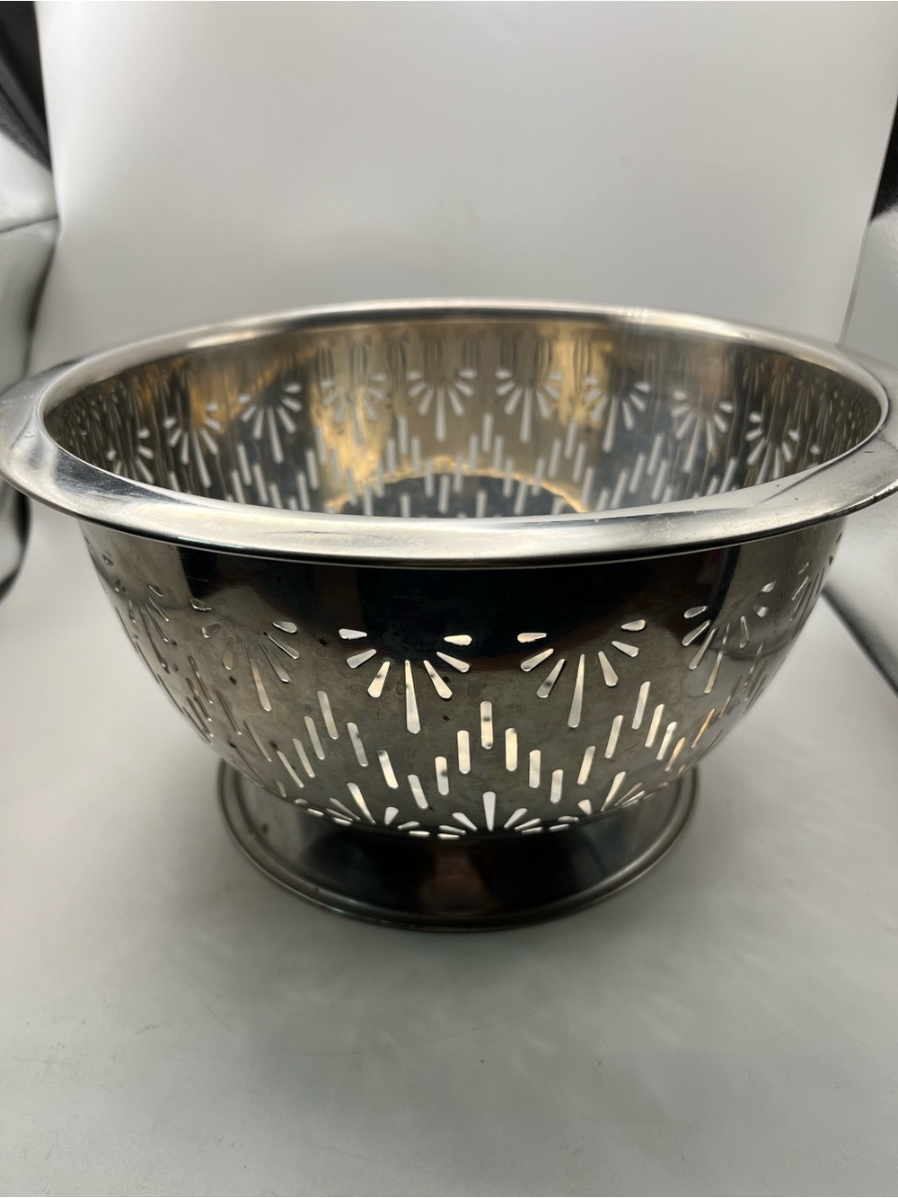 Wazir Chand And Co. Stainless Metal Colander 8.25" Diameter Vintage
